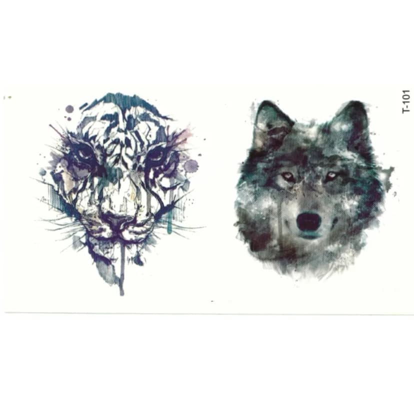 Temporäres Tattoo Tiger Wolf Design Temporary Klebetattoo Körperkunst