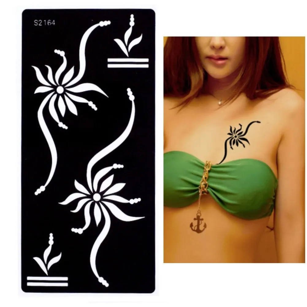 Henna Tattoo Schablone Airbrush Stencil Blume Kina Dövme