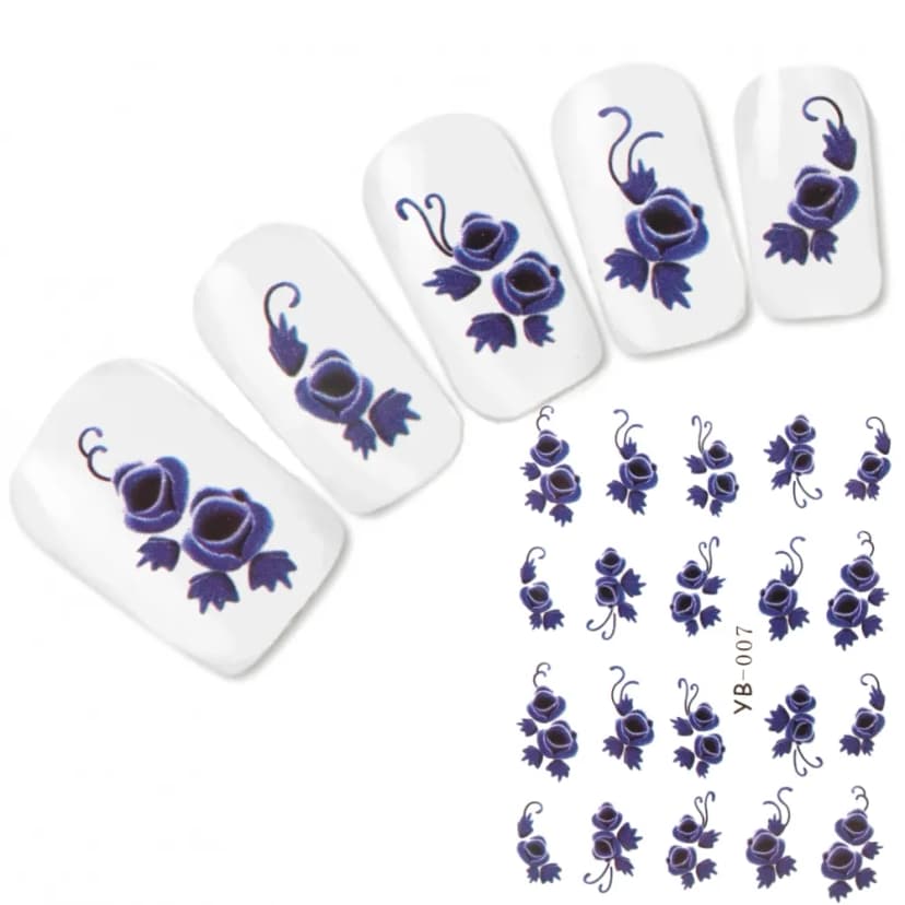 Tattoo Nail Art Aufkleber Lila Blumen Flower Fingernägel Nagel Sticker Neu!