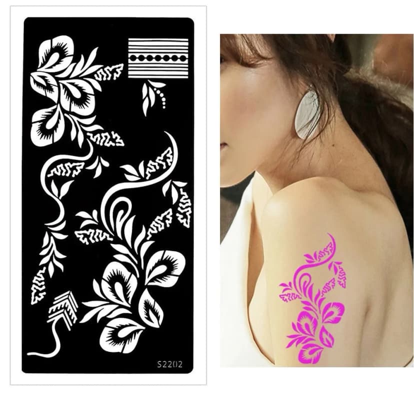 Henna Tattoo Schablone Airbrush Stencil Blume Kina Dövme