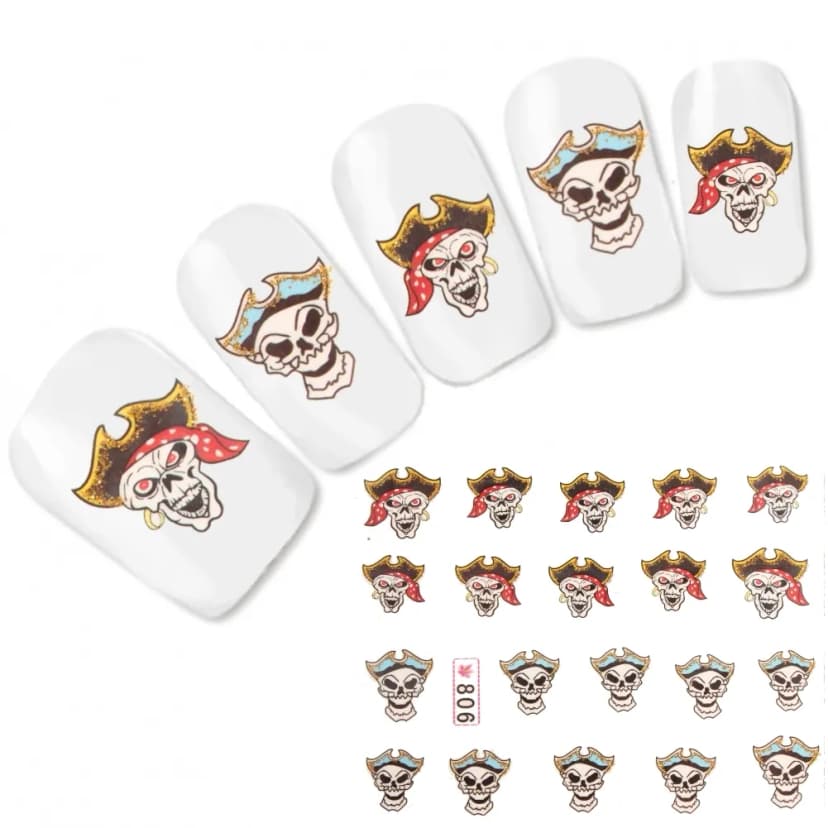 Tattoo Nail Art Aufkleber Schädel Totenkopf Fingernägel Nagel Sticker Neu!