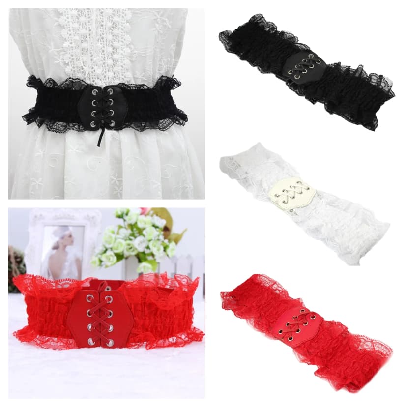 Hüftgürtel mit Rüschen Stretch Taillengürtel Buckle Korsett Elastic Belt