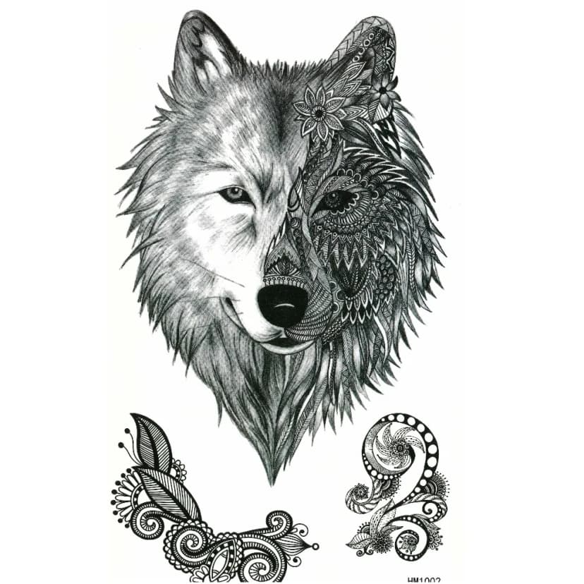 Temporäres Tattoo Wolf Design Temporary Klebetattoo Körperkunst