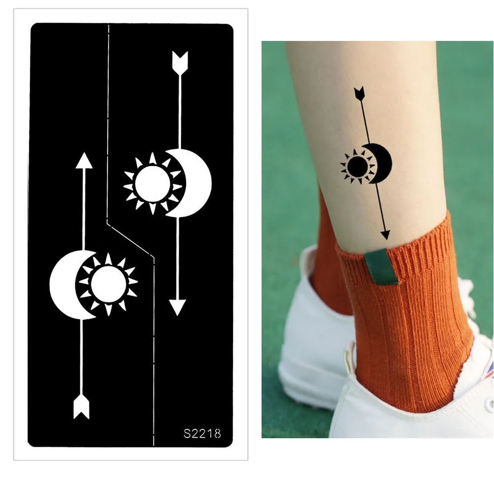 Henna Tattoo Schablone Airbrush Stencil Mond und Sonne