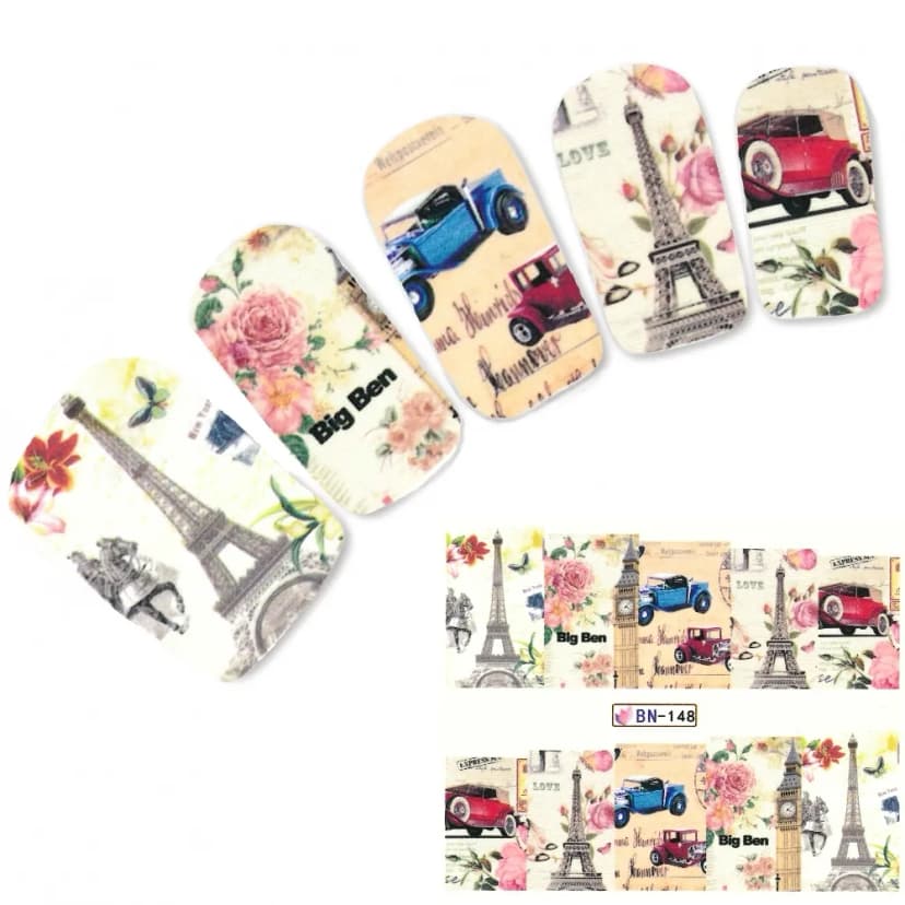 Tattoo Nail Art Paris Eiffelturm London Big Ben Aufkleber Nagel Sticker