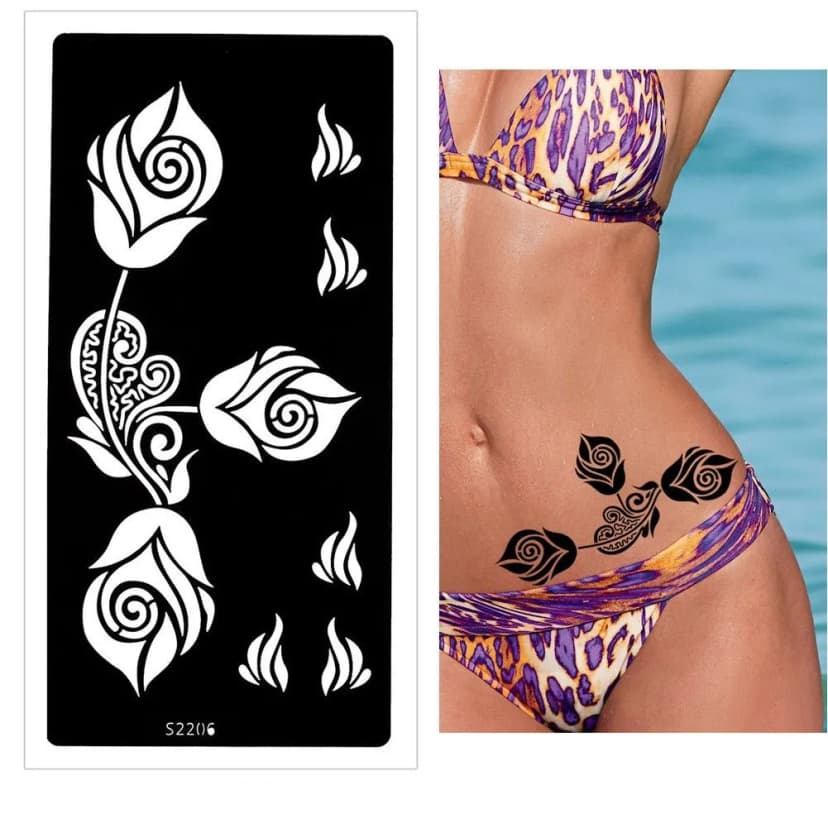 Henna Tattoo Schablone Airbrush Stencil Rosen Kina Dövme
