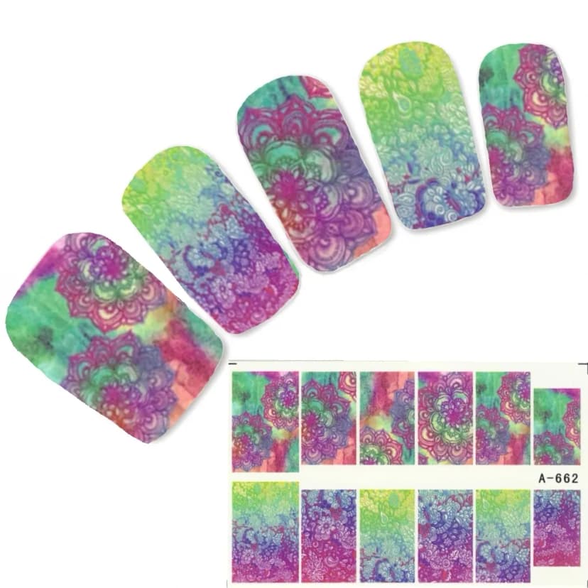 Nagel Sticker bunte Phantasie Blumen Art Nägel Fuß Water Decal