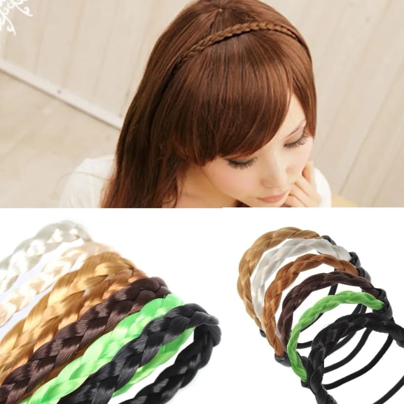 Haarband Kunsthaar Flechtzopf Zopf Haarschmuck Geflochten Haargummi Stirnband