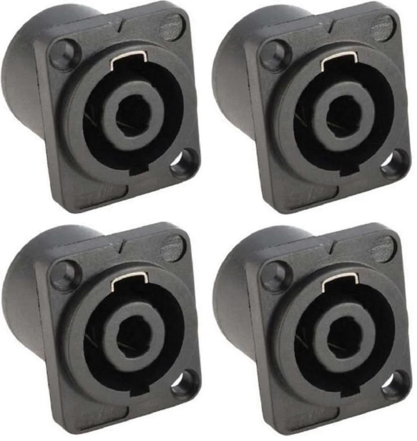 4 x Speakon kompatible Einbaubuchse Speaker Einbaukupplung 4 pol polig D-Form