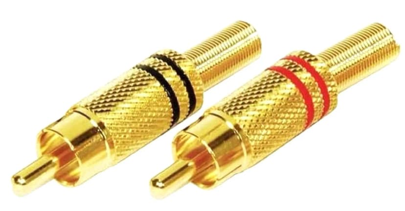 2x PROFI Cinch Stecker male vergoldet ROT & SCHWARZ Chinch RCA Metall löten ADM