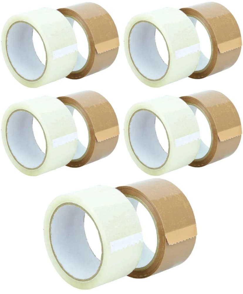 0,02€/m 10 Rollen Paketband Paketklebeband Klebeband Braun + Transparent je 66 m