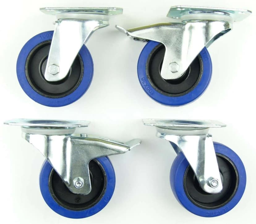 1 Set 100 mm SL Rollen BREMSE Transportrollen Lenkrollen Blue Wheels Schwerlast