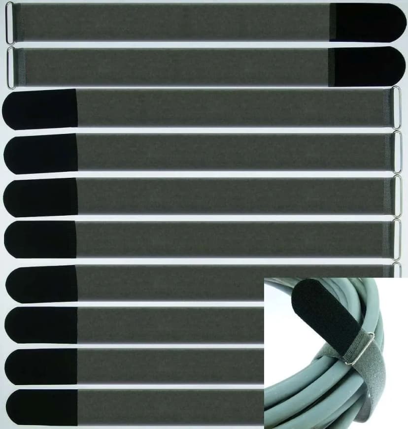 10x Klettband Kabelbinder FK 40 cm x 40mm schwarz Klettbänder Kabelklett mit Öse
