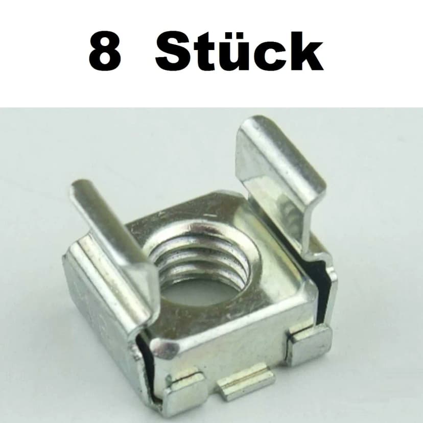 8 x Käfigmuttern M6 für Alu Rackschiene Käfigmutter Cagenuts Adam Hall 5650