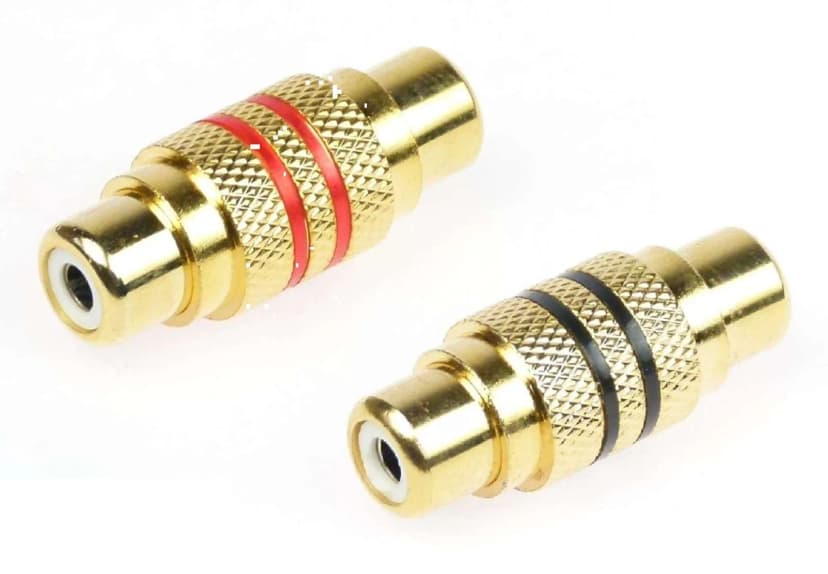 2x RCA Cinch Verbinder Adapter female weiblich vergoldet rot schwarz Chinch ADM