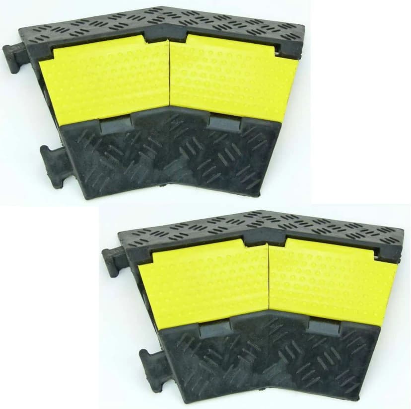 2 x 45° Bogen 2 Kanal ECO Kabelbrücke Überfahrschutz Gummirampe Kabelkanal Kreis
