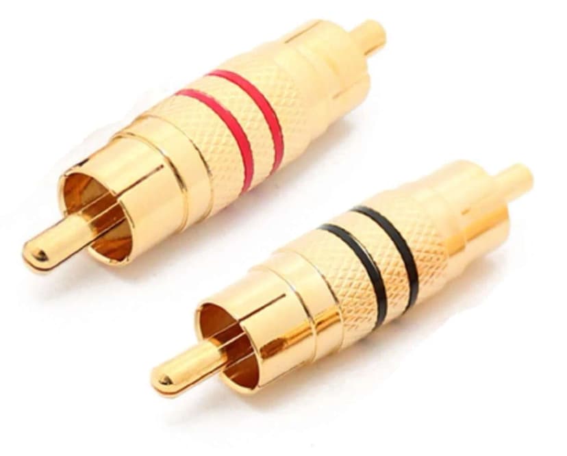 2 x Cinch RCA Audio Adapter male Verbinder ROT & SCHWARZ vergoldet Chinch ADM