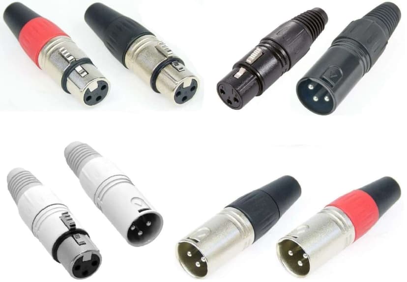 XLR Stecker Male Kupplung Female Buchse Schwarz Rot DMX Neutrik kompatibel