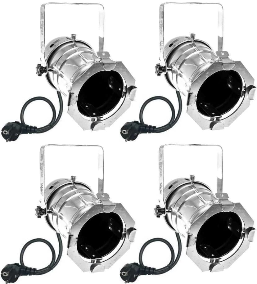 4x PAR-30 Spot-Light Silber m. E27 Fassung & Stecker PAR 30 Scheinwerfer LedDoo