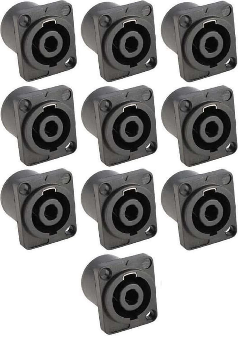 10 x Adam Hall K4PSM4BLK Speaker Speakon Einbau Kupplung Buchse D-Form 4 pol