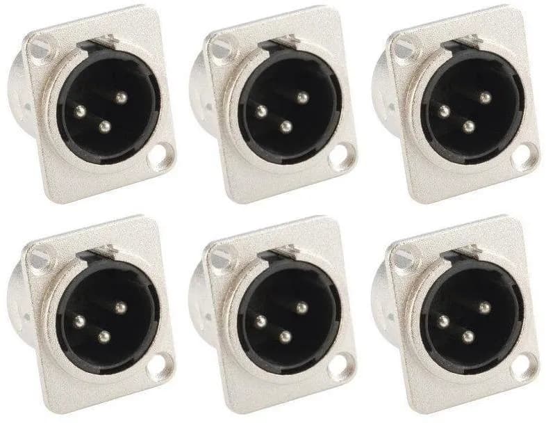 6x XLR male Einbaubuchse D-Typ 3 pol Einbaustecker Neutrik kompatibel 3-polig