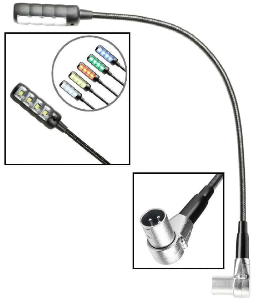 Ultrahelle Multicolor LED XLR 3-pol Schwanenhalslampe mit Winkelstecker Farbwahl