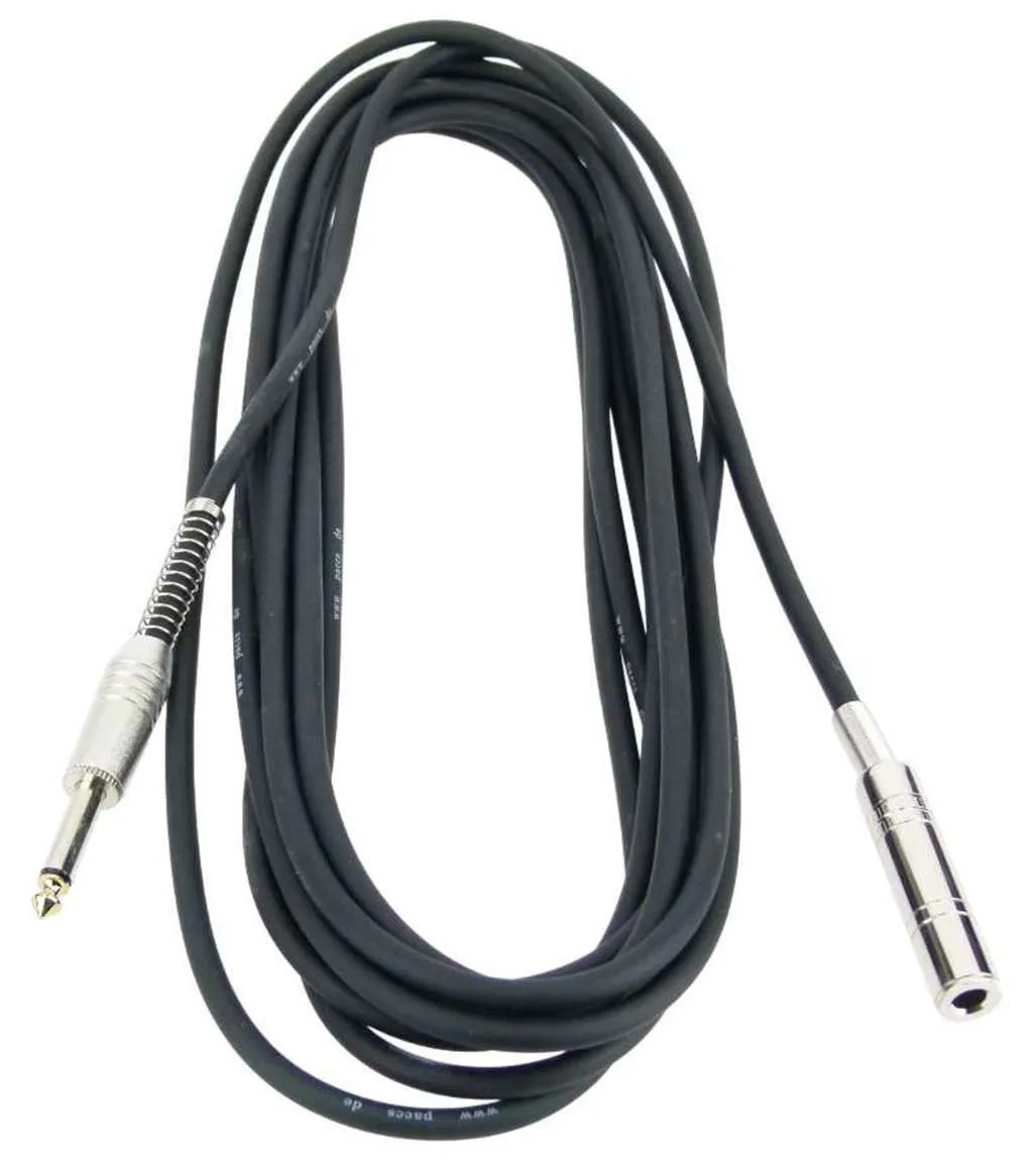 6 m PACCS Klinke Klinken Kabel Verlängerung 6,3 mm Mono TS Schwarz Gold Tip