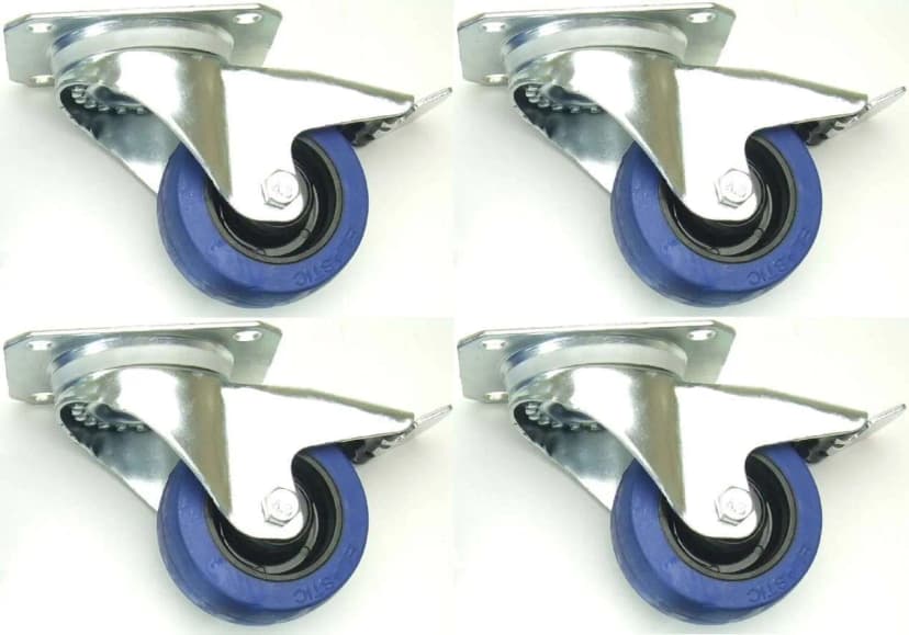 4 x 80 mm SL Transportrollen mit Bremse Lenkrollen Blue Wheels Schwerlastrollen