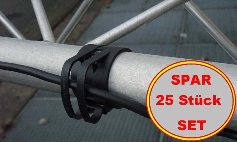 25x SNAP light Black Kabel Halter für Traversen Rohr, Kabel Befestigungs Klammer
