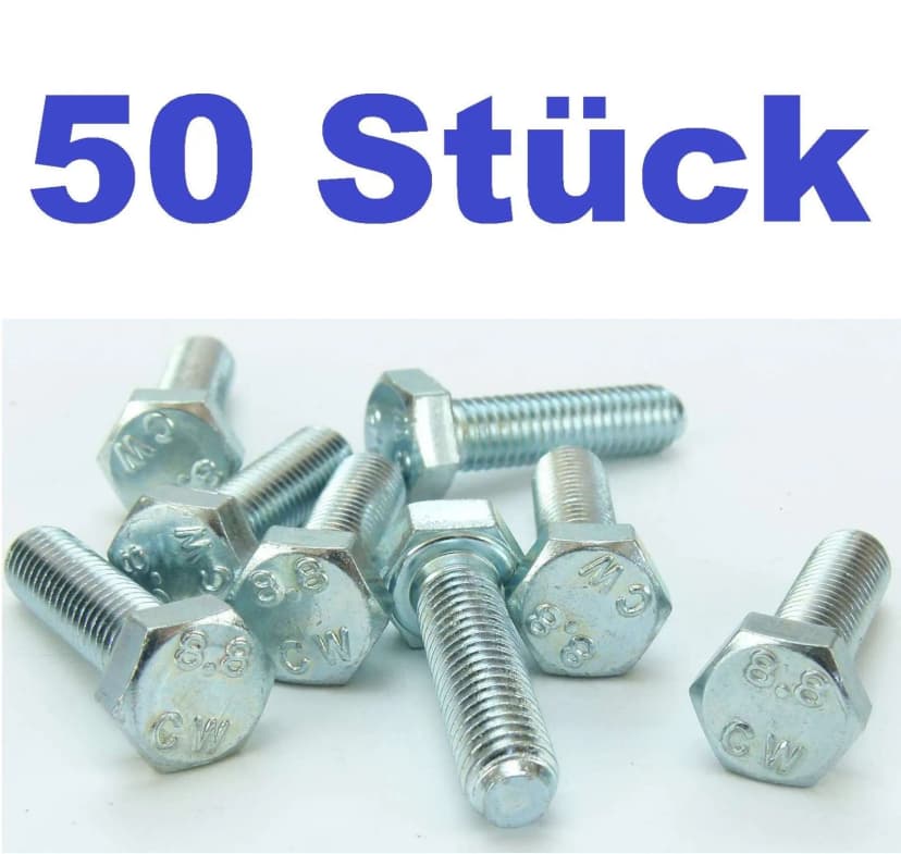 50 Stück M8 x 30 Sechskantschrauben Maschinenschrauben M8x30 DIN 933 Vollgewinde