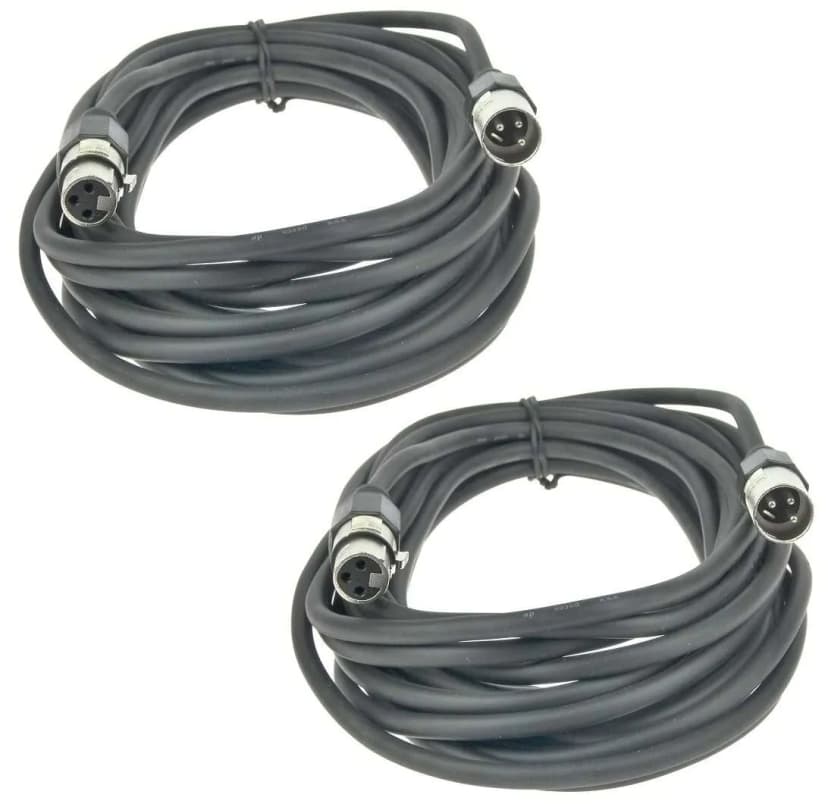 2 Stück 10 m PACCS XLR Lautsprecherkabel 2 x 1,5 mm² Schwarz Verlängerungskabel