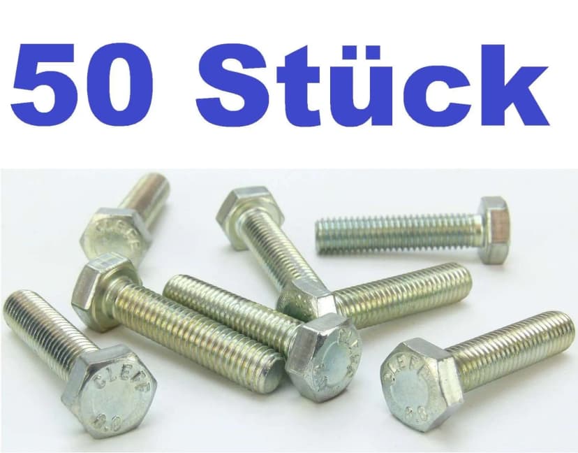 50 Stück M8 x 35 Sechskantschrauben Maschinenschrauben M8x35 DIN 933 Vollgewinde