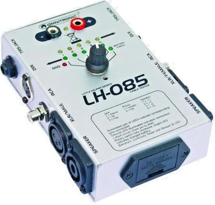 Kabeltester OMNITRONIC LH 085 "Little Helper" für XLR Klinke Cinch DIN Speaker