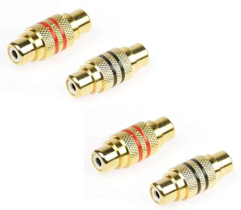 4 x Cinch Adapter Verbinder female weiblich RCA gold SCHWARZ + ROT Stecker ADM