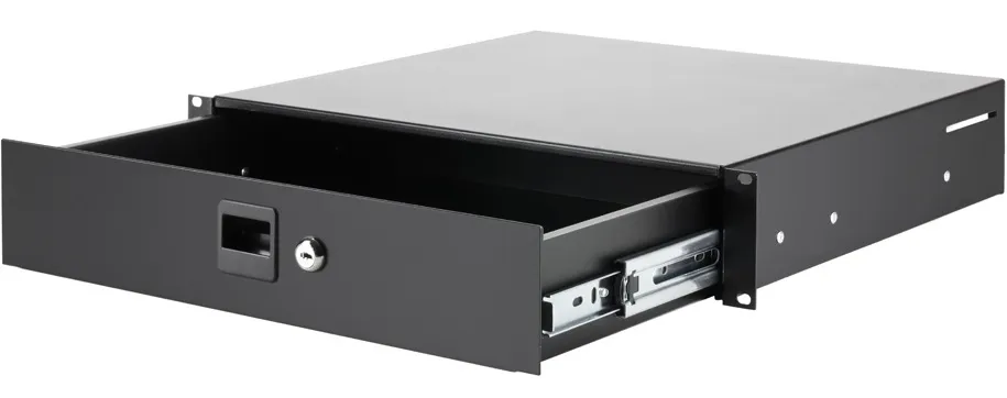 2 HE ADAM HALL Rackschublade mit VOLLAUSZUG u. Schloss Schublade 19"-Rack-Drawer