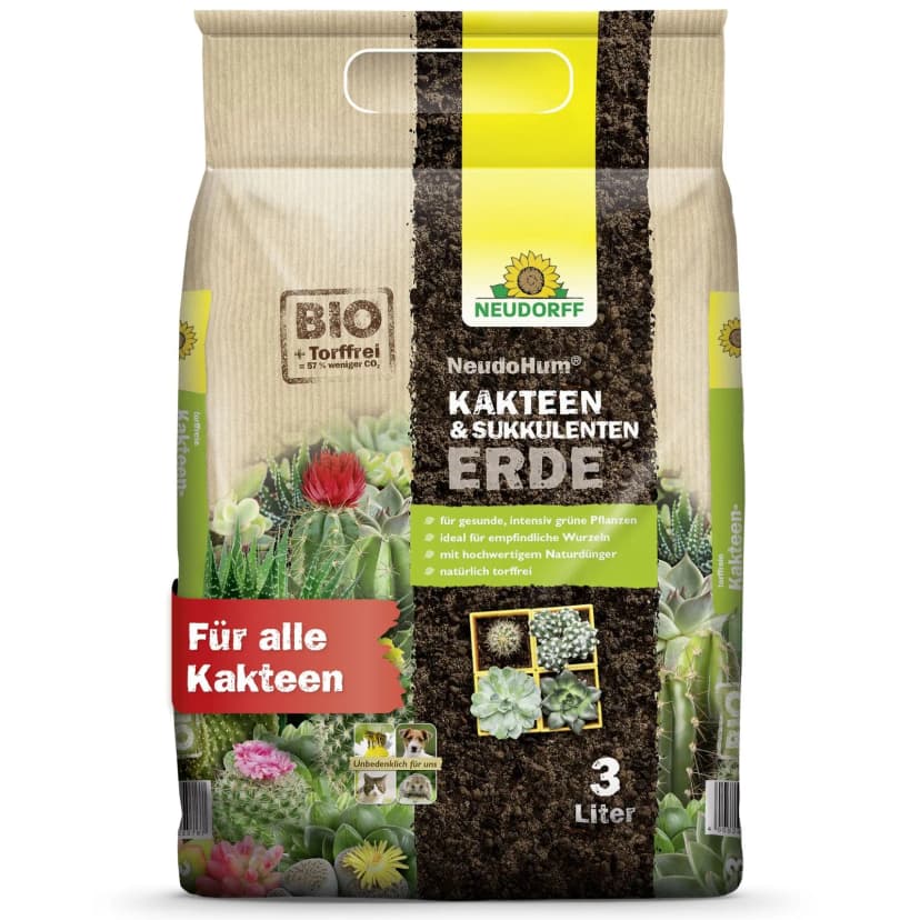 Neudorff NeudoHum Kakteen & SukkulentenErde 3 Liter - Kakteenerde Kaktus Erde