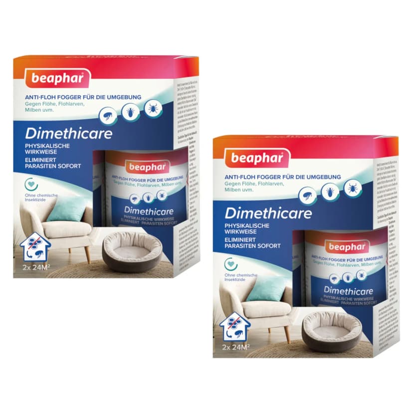 Beaphar Dimethicare Anti-Floh Mini-Fogger 4x 75 ml Vernebler Zecken Flöhe Milben