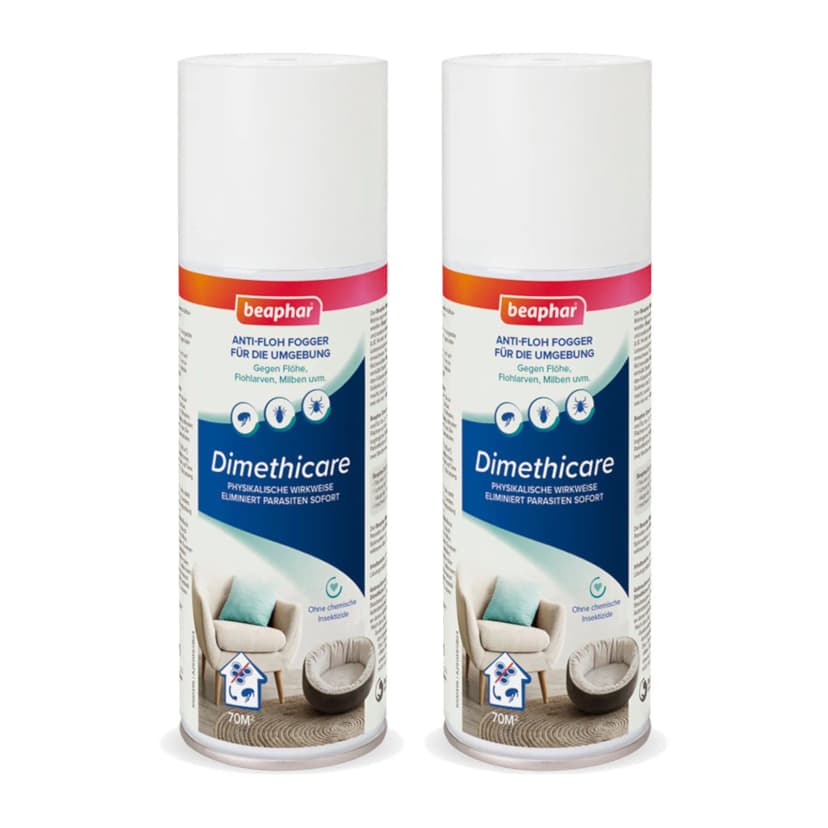 Beaphar Dimethicare Anti-Floh Fogger 2x 200 ml Vernebler Zecken Flöhe Milben