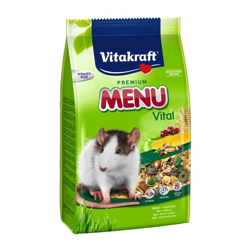 VITAKRAFT Premium Menü für Ratten - 1 kg - Rattenfutter Ratte Nager Nagetiere