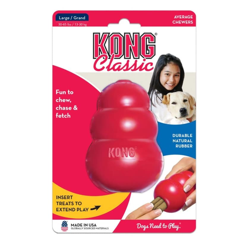 KONG Classic L, rot - Kauspielzeug aus Naturkautschuk für Hunde Hundespielzeug