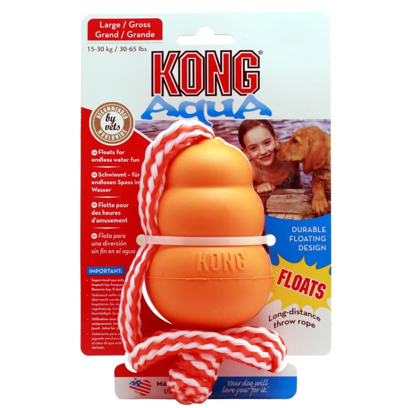 KONG Classic L, orange mit Seil - Kauspielzeug aus Naturkautschuk für Hunde