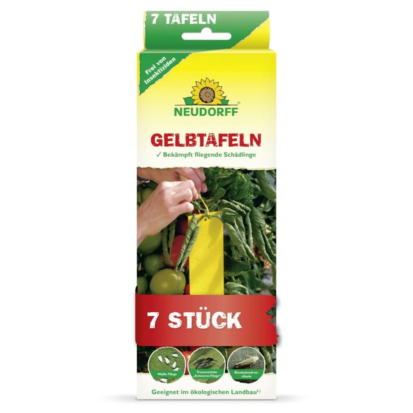 NEUDORFF Gelbtafeln 7 Stück 7,5x20cm Fliegen Minierfliege Blattlaus Gewächshaus