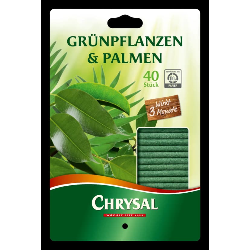 Chrysal Grünpflanzen & Palmen Düngestäbchen - 40 Stück Pflanzennahrung