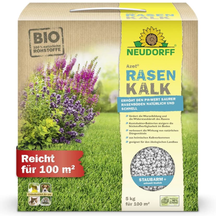 NEUDORFF Azet RasenKalk 5 kg Kalk Dünger Nährstoffe Magnesium Rasen Vital