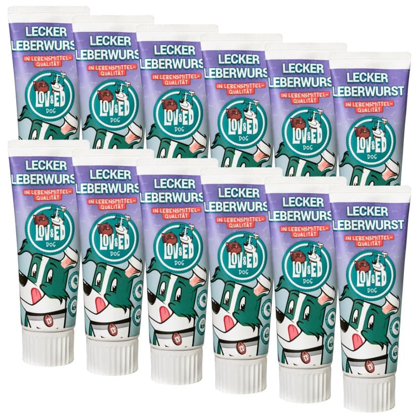 Lov&Ed Lecker Leberwurst für Hunde, 12x 75g - Lebensmittelqualität Belohnung