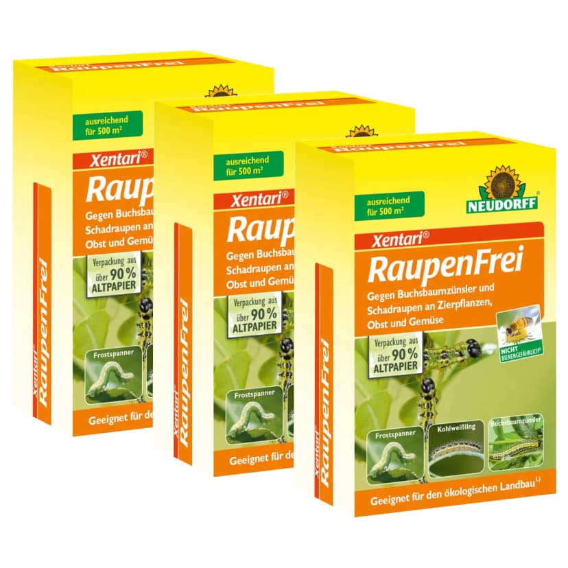 Neudorff Raupenfrei XenTari 3x 25 g Buchsbaumzünsler Raupen bekämpfen Xen-Tari