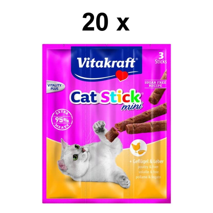 Vitakraft Katzensnack Cat-Stick mini Geflügel & Leber 60 x 6g Snack Katze