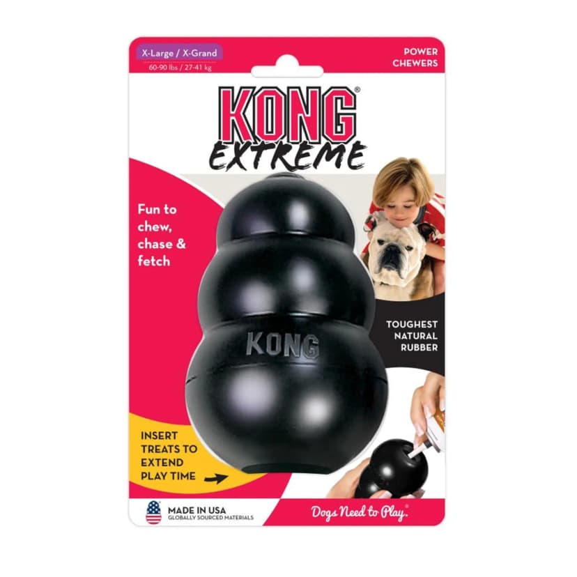 KONG Classic XL, schwarz - Kauspielzeug aus Naturkautschuk für Hunde Spielzeug