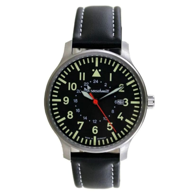 Aristo Herren Messerschmitt Uhr Flieger GMT ME-3H84GMT-1 Leder