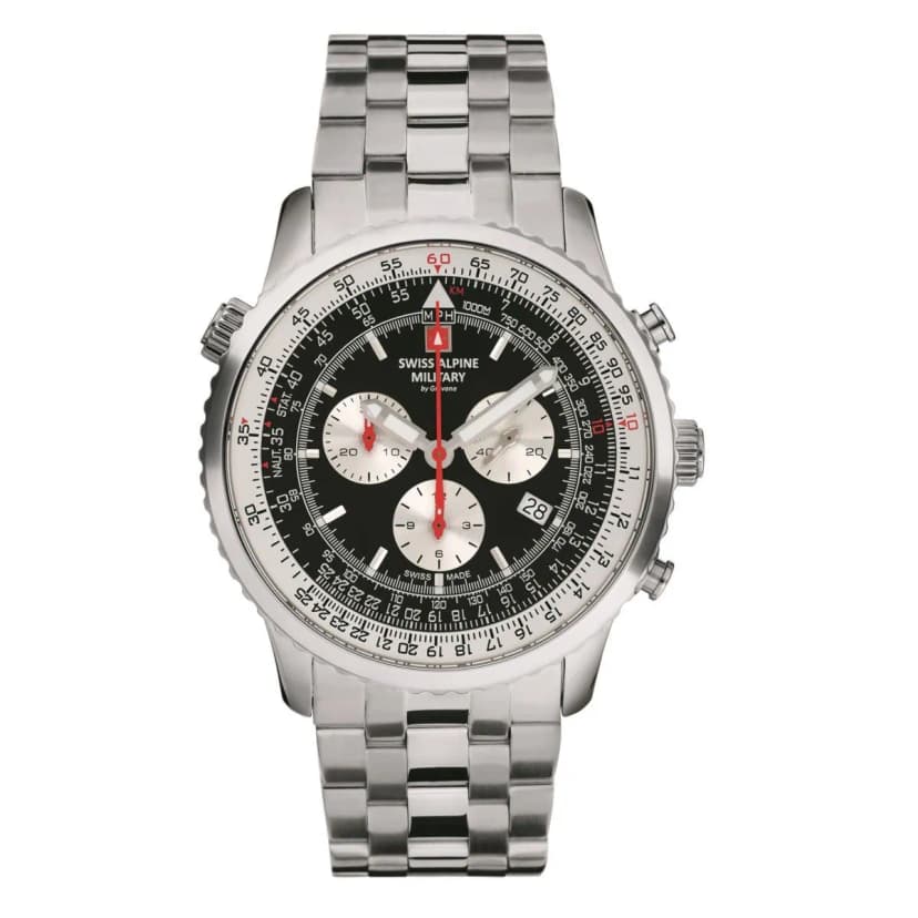 Swiss Alpine Military Herren Uhr Chronograph Analog Quarz 7078.9137SAM Edelstahl